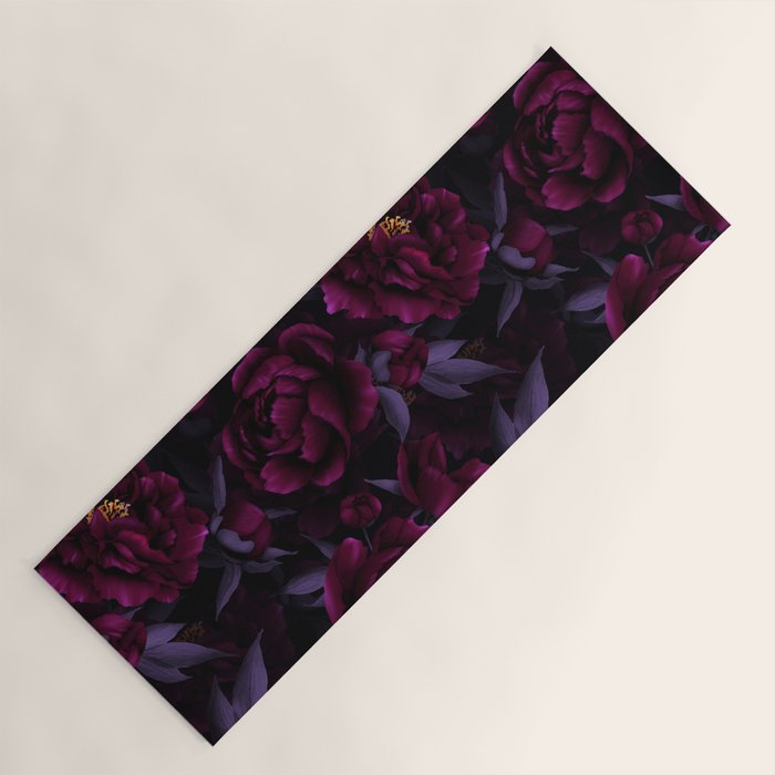Vintage Dark Night Peonies  Yoga Mat Gallery Image 1