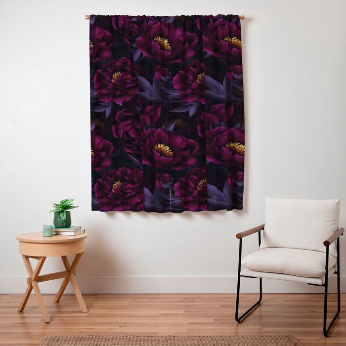 Vintage Dark Night Peonies  Window Curtain Gallery Image 7
