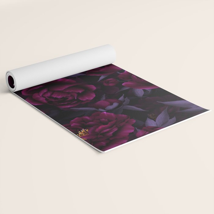 Vintage Dark Night Peonies  Yoga Mat Gallery Image 2