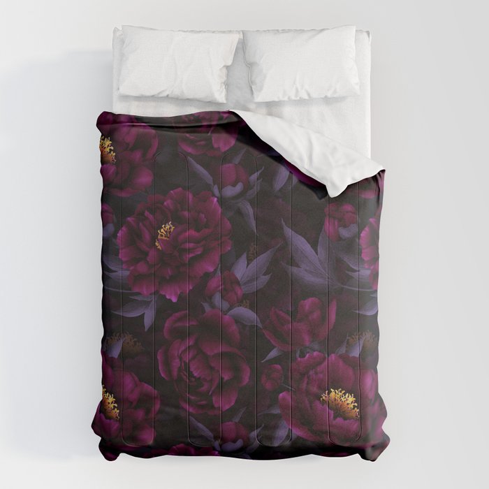 Vintage Dark Night Peonies  Comforter Gallery Image 6