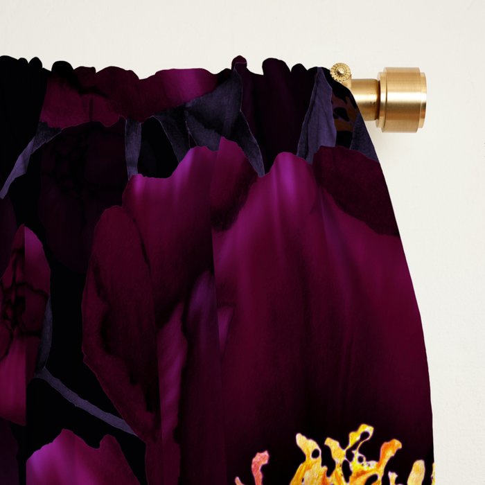 Vintage Dark Night Peonies  Window Curtain Gallery Image 2