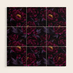 Vintage Dark Night Peonies  Wood Wall Art Gallery Image 1
