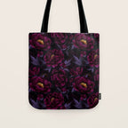 Vintage Dark Night Peonies  Tote Bag Gallery Image 1