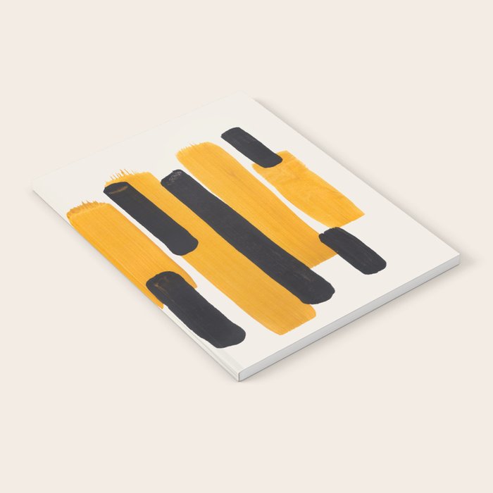 Mid Century Modern Abstract Painting Antique Yellow Black Bumble Bee Stripes Notebook Gallery Image 1