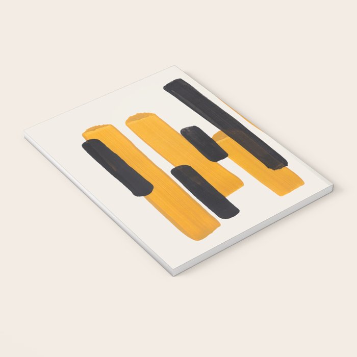 Mid Century Modern Abstract Painting Antique Yellow Black Bumble Bee Stripes Notebook Gallery Image 3