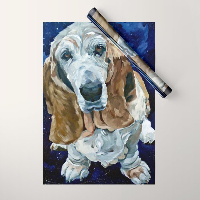 Basset Hound Nebula Stickers Dog Portrait Wrapping Paper Gallery Image 1