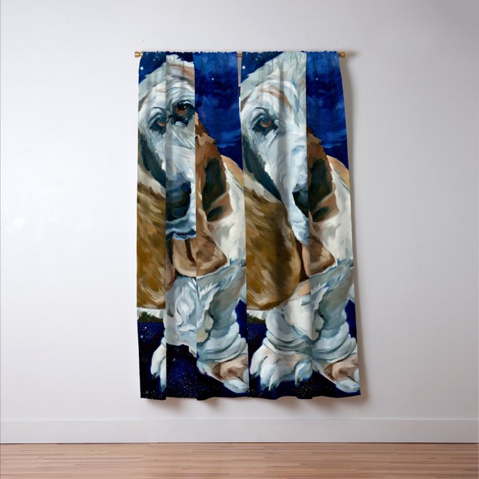 Basset Hound Nebula Stickers Dog Portrait Window Curtain Gallery Image 3