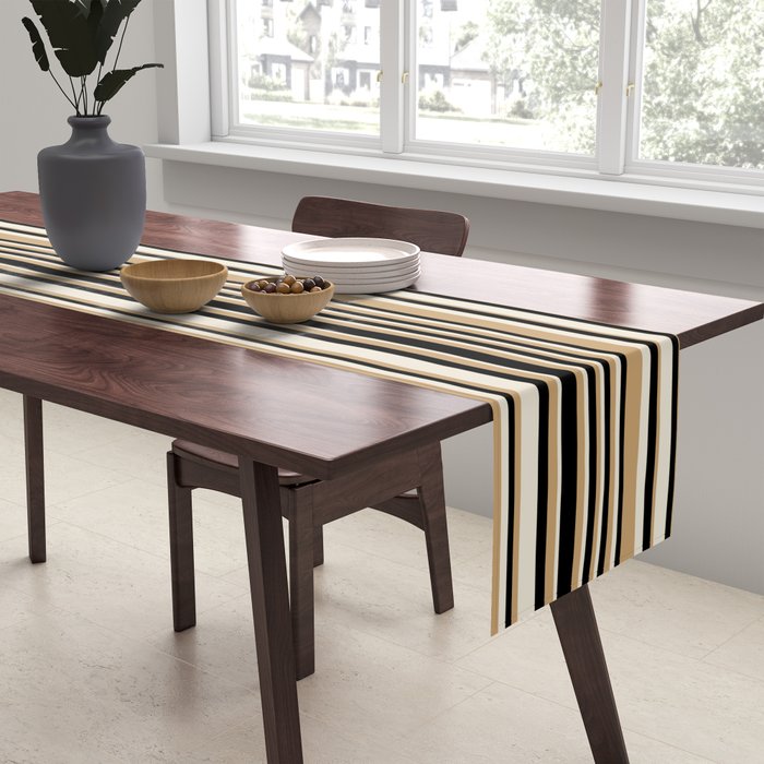 Classic Stripes VII - Neutral Vintage Table Runner Gallery Image 2
