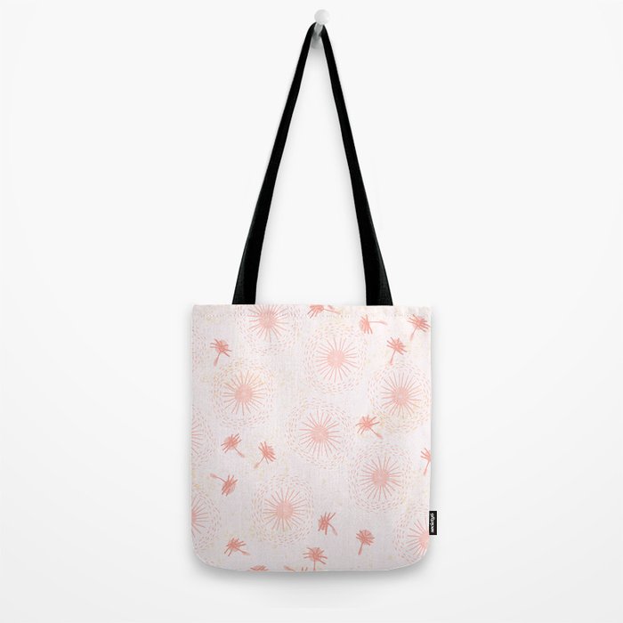 Make A Wish Dandelion Pattern in Pastel Pink & Peach Tote Bag Gallery Image 2