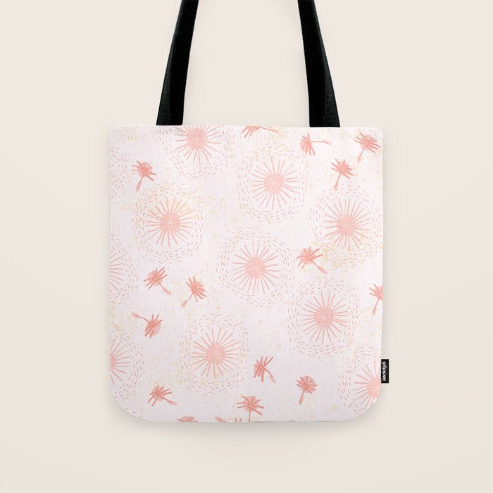 Make A Wish Dandelion Pattern in Pastel Pink & Peach Tote Bag Gallery Image 1