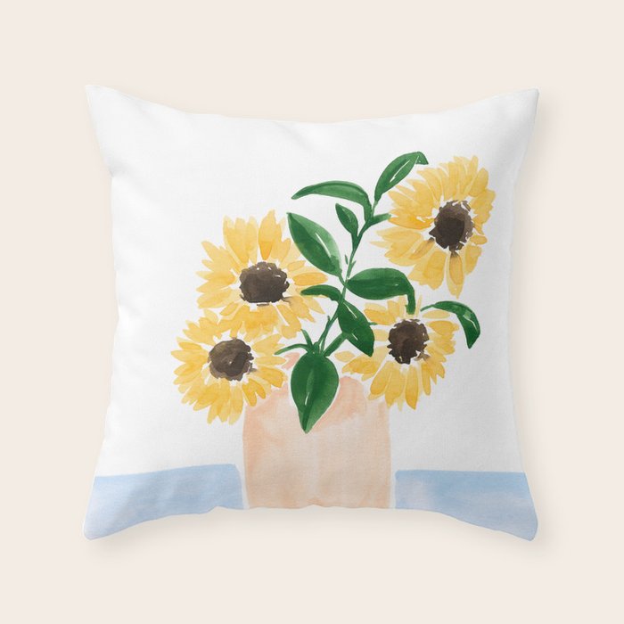 Sunflowers in a Vase Throw Pillow Gallery Image 6