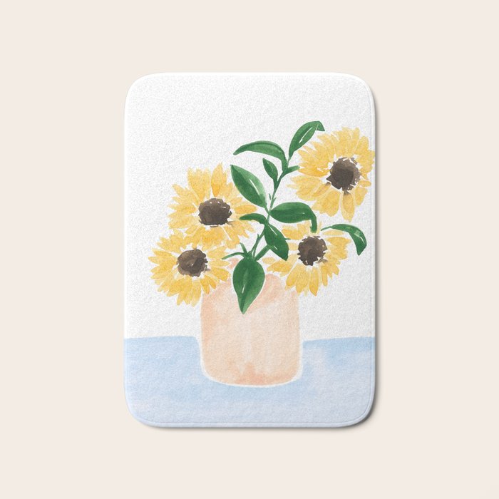 Sunflowers in a Vase Bath Mat Gallery Image 1
