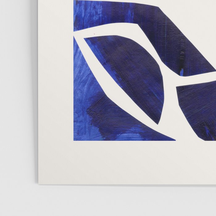 'Shattered Sky' Abstract Colorful Blue Paper Collage Minimal Mid Century Pattern by Ejaaz Haniff Poster Gallery Image 3