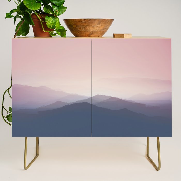 Mountain Dusk - pink sunset mountain range landscape photography by Ingrid Beddoes Credenza Gallery Image 1
