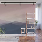 Mountain Dusk - pink sunset mountain range landscape photography by Ingrid Beddoes Wall Mural Gallery Image 1