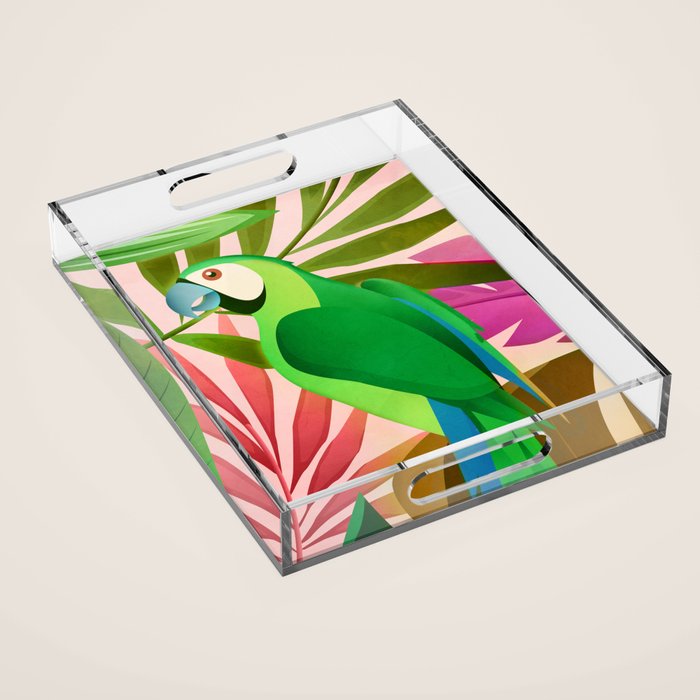 Parrot in a Tropical Setting 3 Acrylic Tray Gallery Image 1