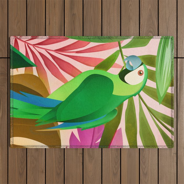Parrot in a Tropical Setting 3 Outdoor Rug Gallery Image 1