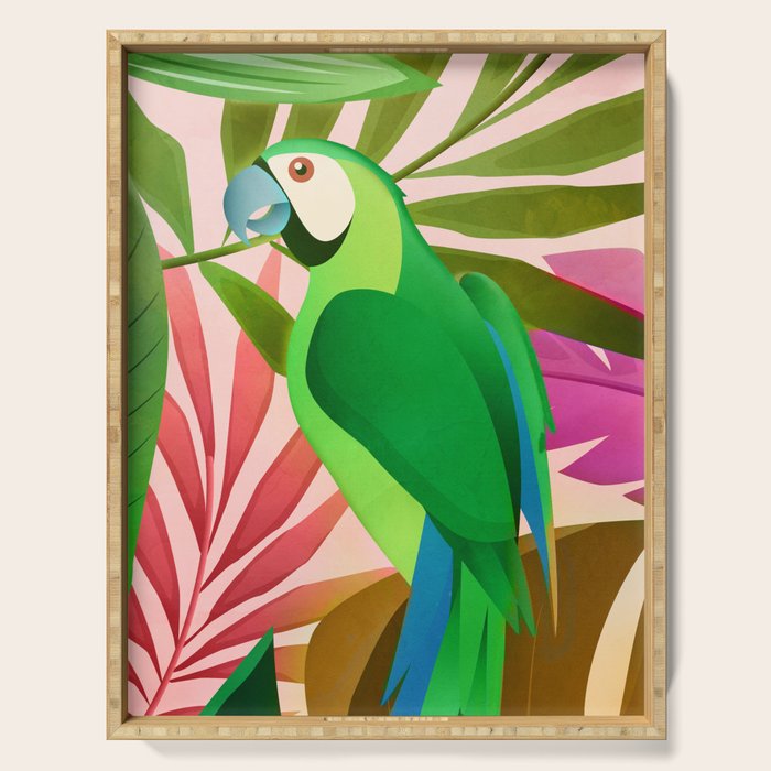 Parrot in a Tropical Setting 3 Serving Tray Gallery Image 1