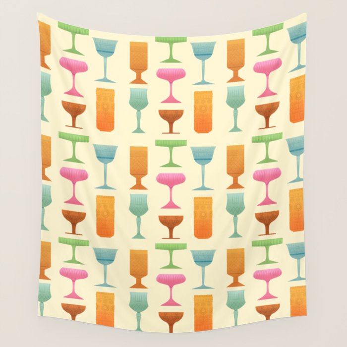 Vintage Cocktail Glasses  Wall Tapestry Gallery Image 4