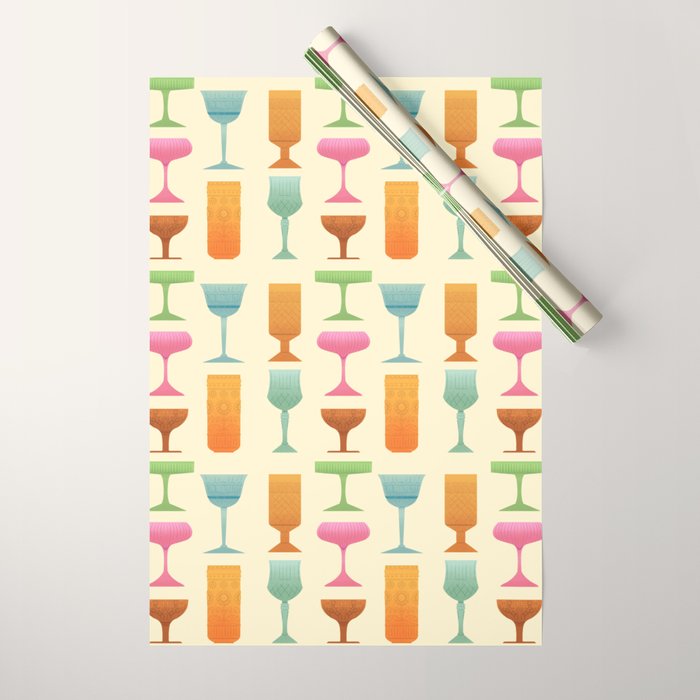 Vintage Cocktail Glasses  Wrapping Paper Gallery Image 1