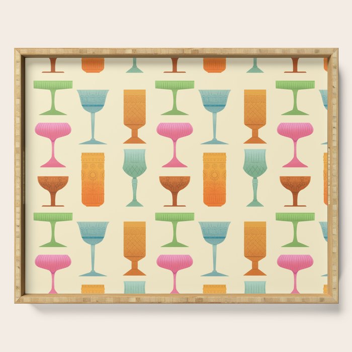 Vintage Cocktail Glasses  Serving Tray Gallery Image 1
