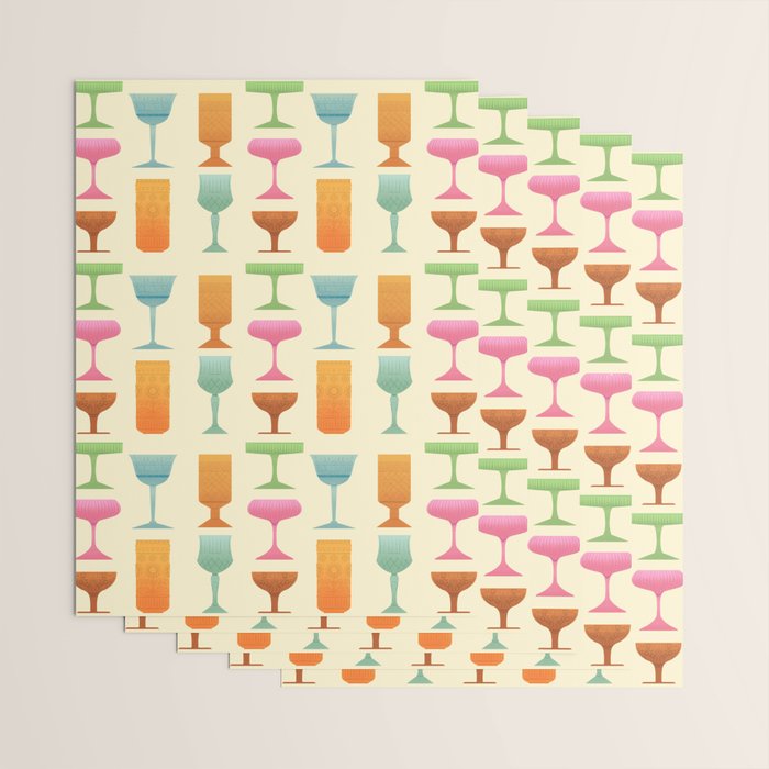 Vintage Cocktail Glasses  Wrapping Paper Gallery Image 3