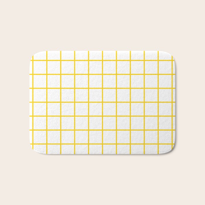 Grid Pattern Yellow Bath Mat Gallery Image 1