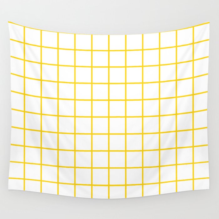 Grid Pattern Yellow Wall Tapestry Gallery Image 1