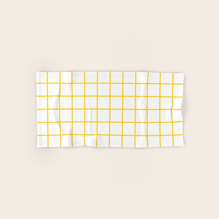 Grid Pattern Yellow Bath Towel Gallery Image 1