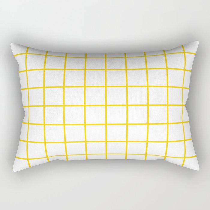 Grid Pattern Yellow Rectangular Pillow Gallery Image 1