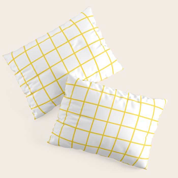 Grid Pattern Yellow Pillow Sham Gallery Image 1