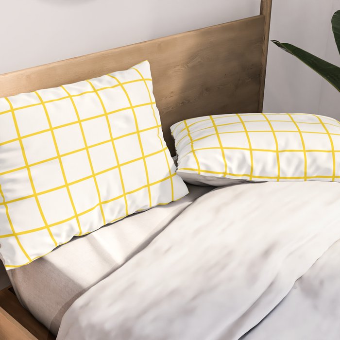 Grid Pattern Yellow Pillow Sham Gallery Image 2