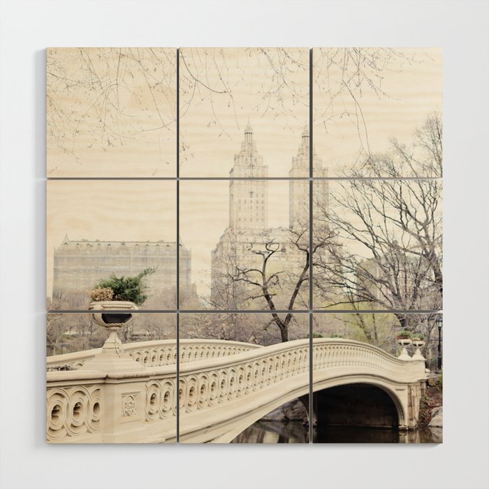 Bow Bridge in Central Park - Travel Photography, New York Wood Wall Art Gallery Image 1