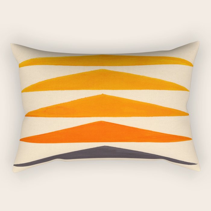 Vintage Scandinavian Orange Geometric Triangle Pattern Rectangular Pillow Gallery Image 2