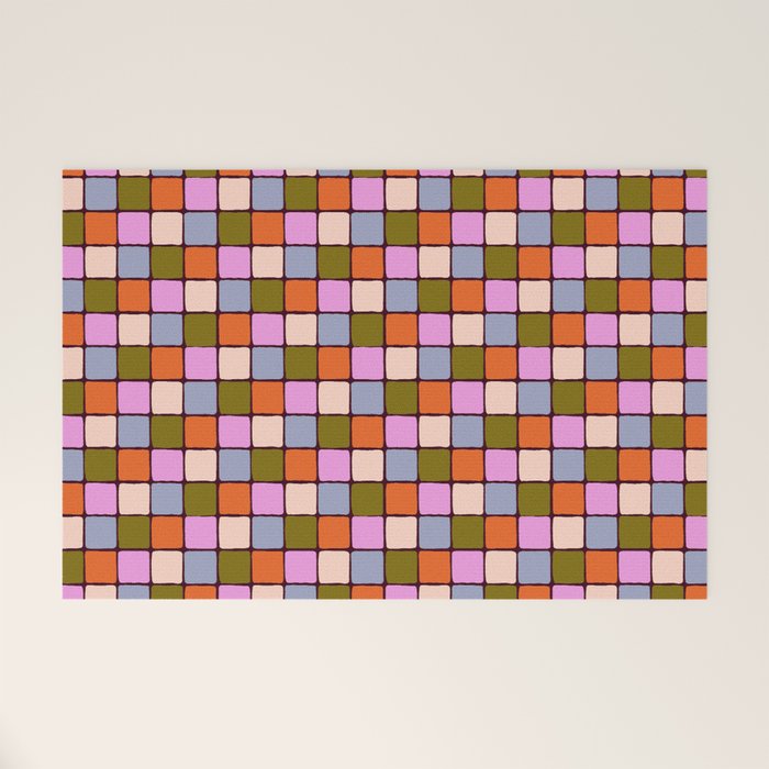 1970s Disco Dancefloor Checkerboard Pattern Welcome Mat Gallery Image 1