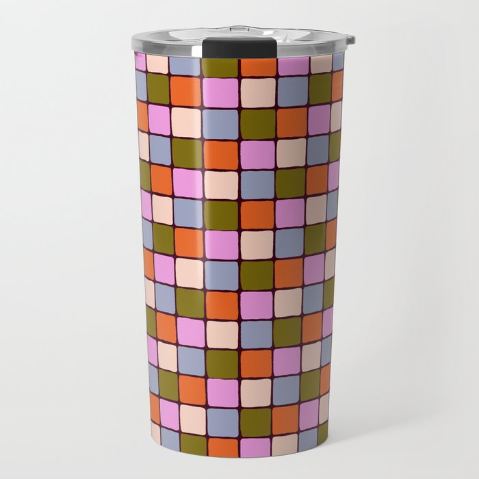 1970s Disco Dancefloor Checkerboard Pattern Travel Mug Gallery Image 1