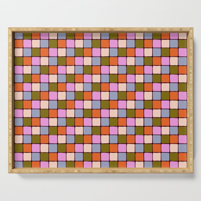 1970s Disco Dancefloor Checkerboard Pattern Serving Tray Gallery Image 1