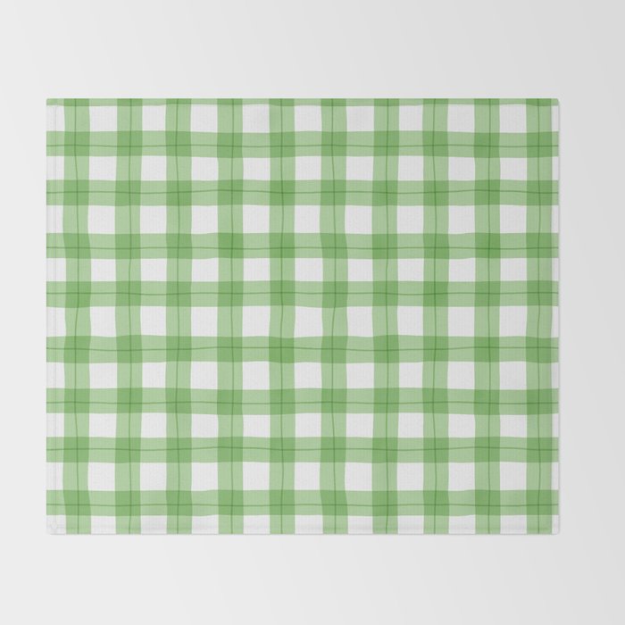 Green geometric plaid gingham pattern Throw Blanket Gallery Image 2
