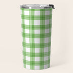 Green geometric plaid gingham pattern Travel Mug Gallery Image 2