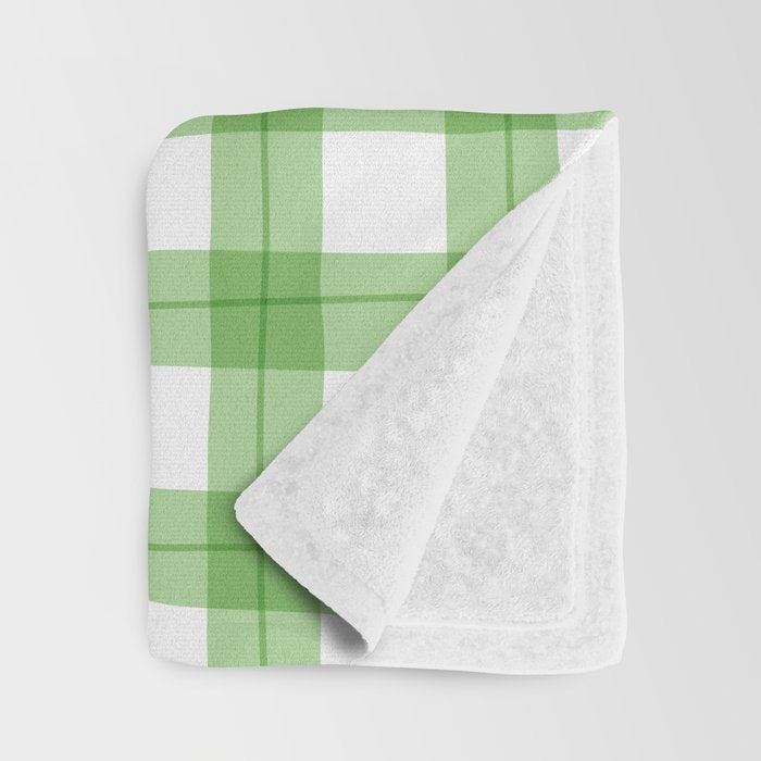 Green geometric plaid gingham pattern Throw Blanket Gallery Image 3