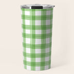 Green geometric plaid gingham pattern Travel Mug Gallery Image 1