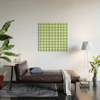 Green geometric plaid gingham pattern Wood Wall Art Gallery Image 2
