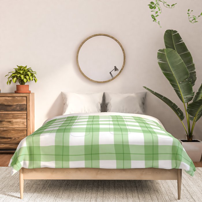 Green geometric plaid gingham pattern Comforter Gallery Image 3