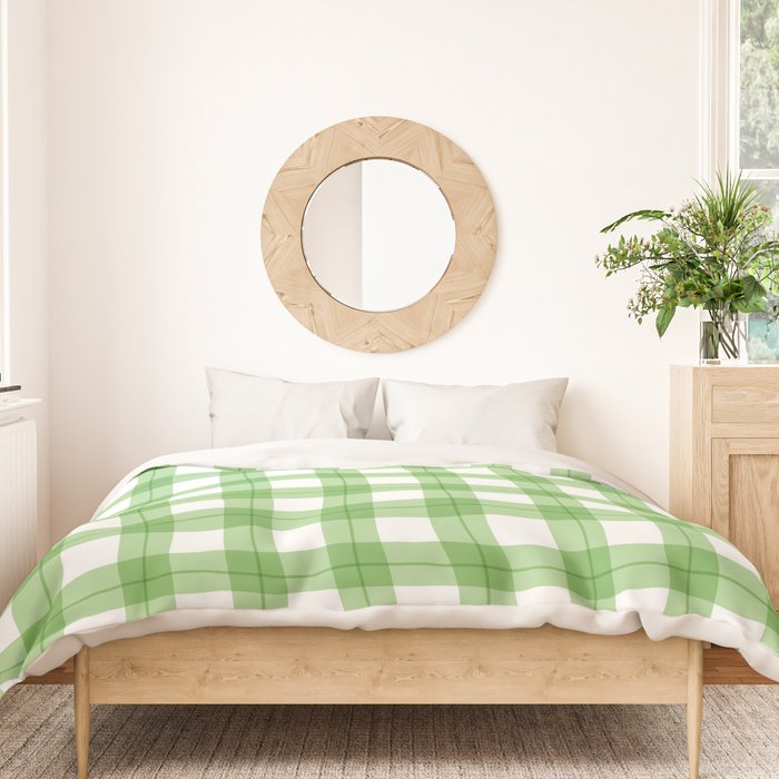 Green geometric plaid gingham pattern Duvet Cover Gallery Image 3