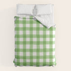 Green geometric plaid gingham pattern Duvet Cover Gallery Image 6