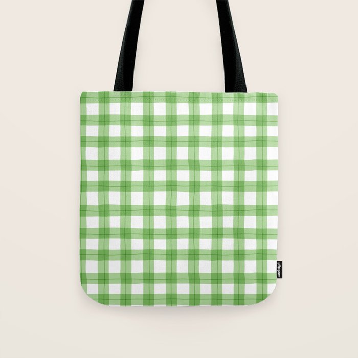 Green geometric plaid gingham pattern Tote Bag Gallery Image 1
