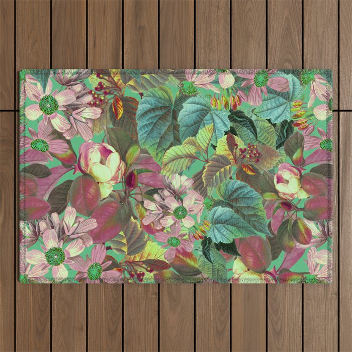 Multicolor Modern Floral Garden Outdoor Rug Gallery Image 1