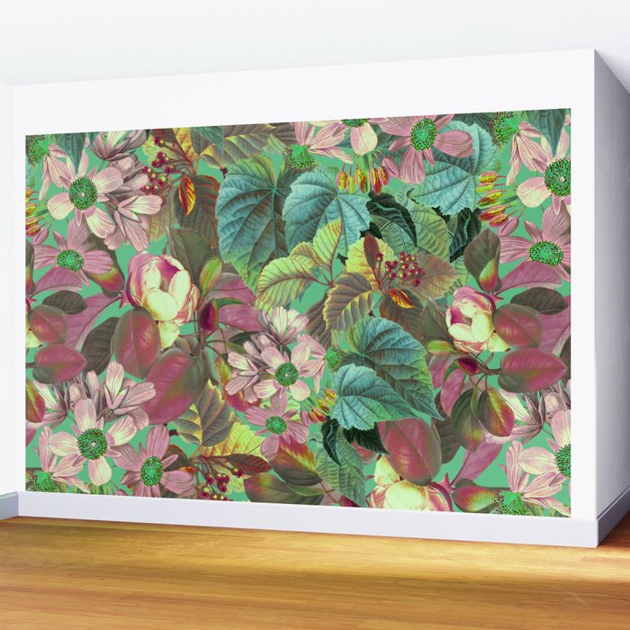 Multicolor Modern Floral Garden Wall Mural Gallery Image 2