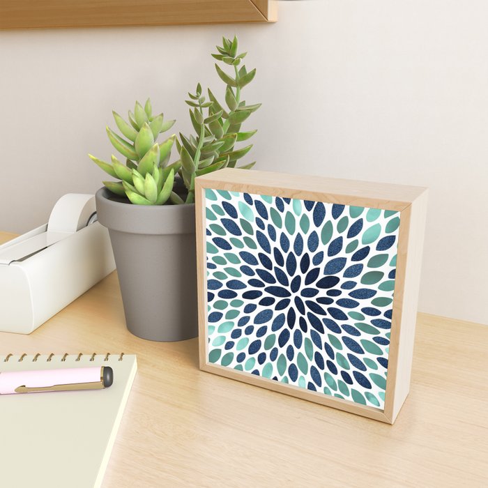 Modern, Blue and Green, Floral Bloom, Botanical Pattern Mini Art Print Gallery Image 2