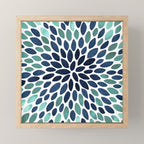 Modern, Blue and Green, Floral Bloom, Botanical Pattern Mini Art Print Gallery Image 1